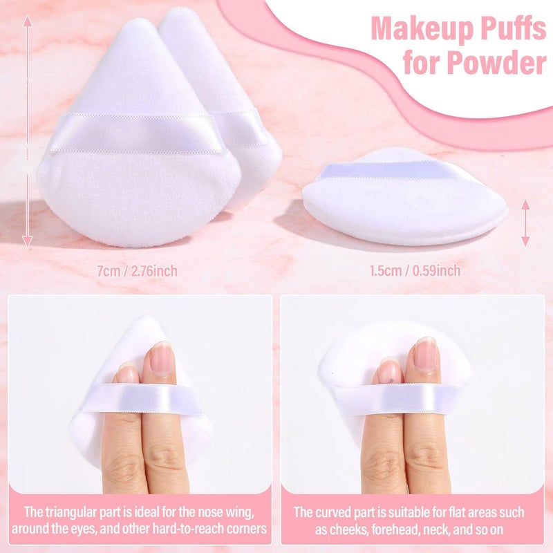 Thrilez 20pcs Triangle Powder Puff, Loose Powder Puffs Makeup Puff for Face Powder, Setting Powder Puff for Make Up, Face Puff Pads for Press Powder, Sponge Powder Applicator for Face and Eye (White) - Image 3